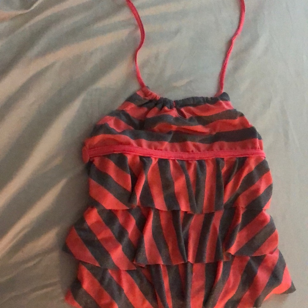 Kids pink and silver tankini top